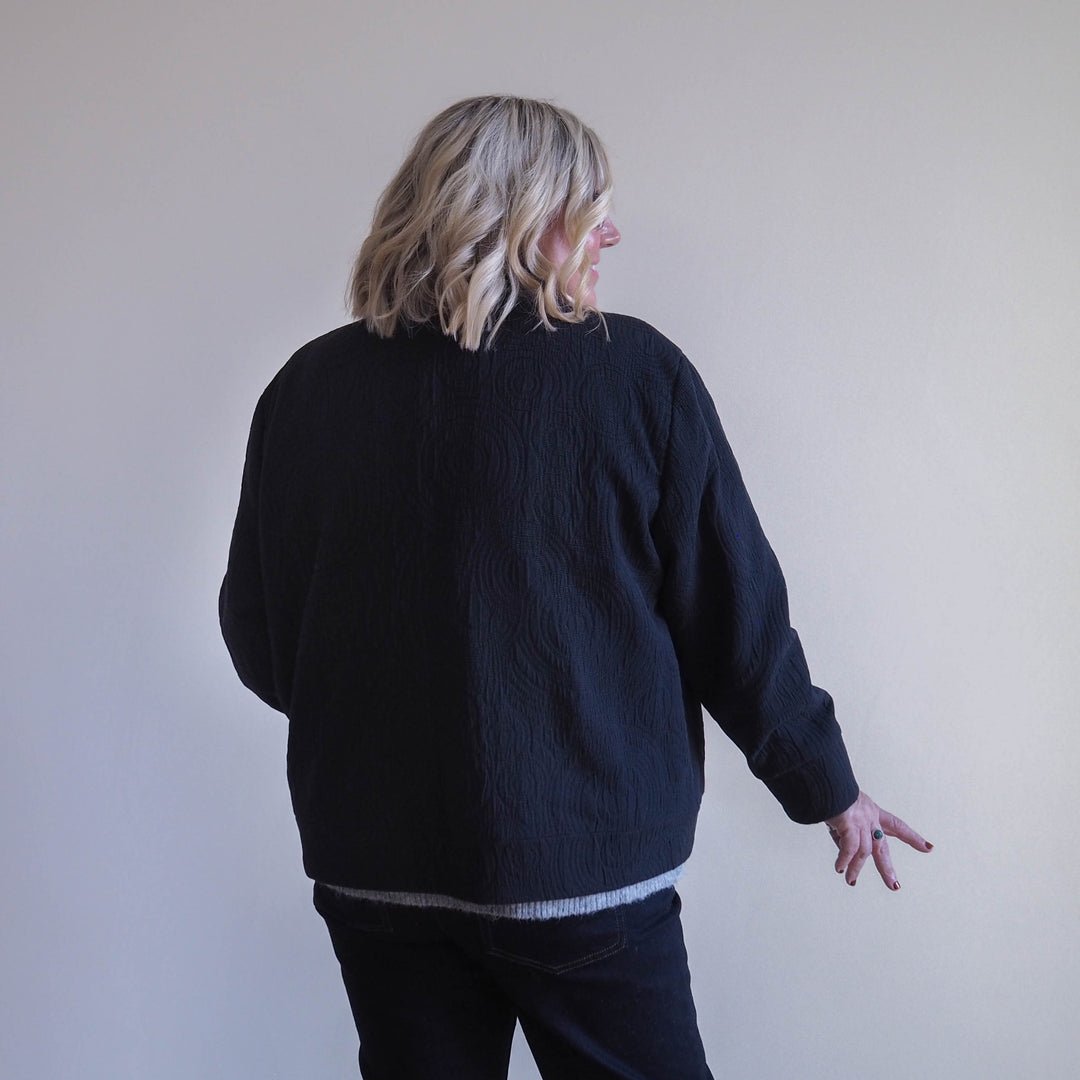 Lauren's Caiplie Jacket in Midnight Black Cairn Circles Cotton Jacquard