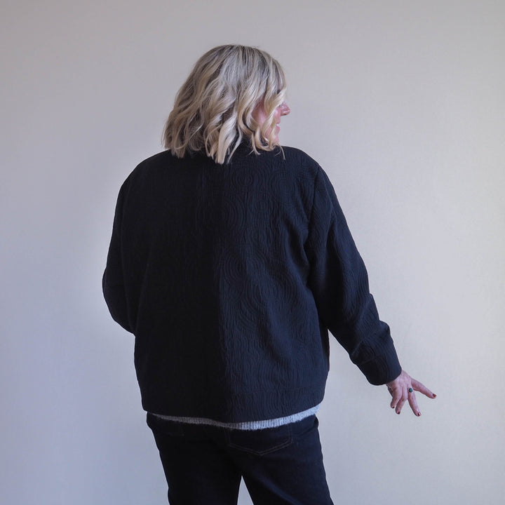 Lauren's Caiplie Jacket in Midnight Black Cairn Circles Cotton Jacquard
