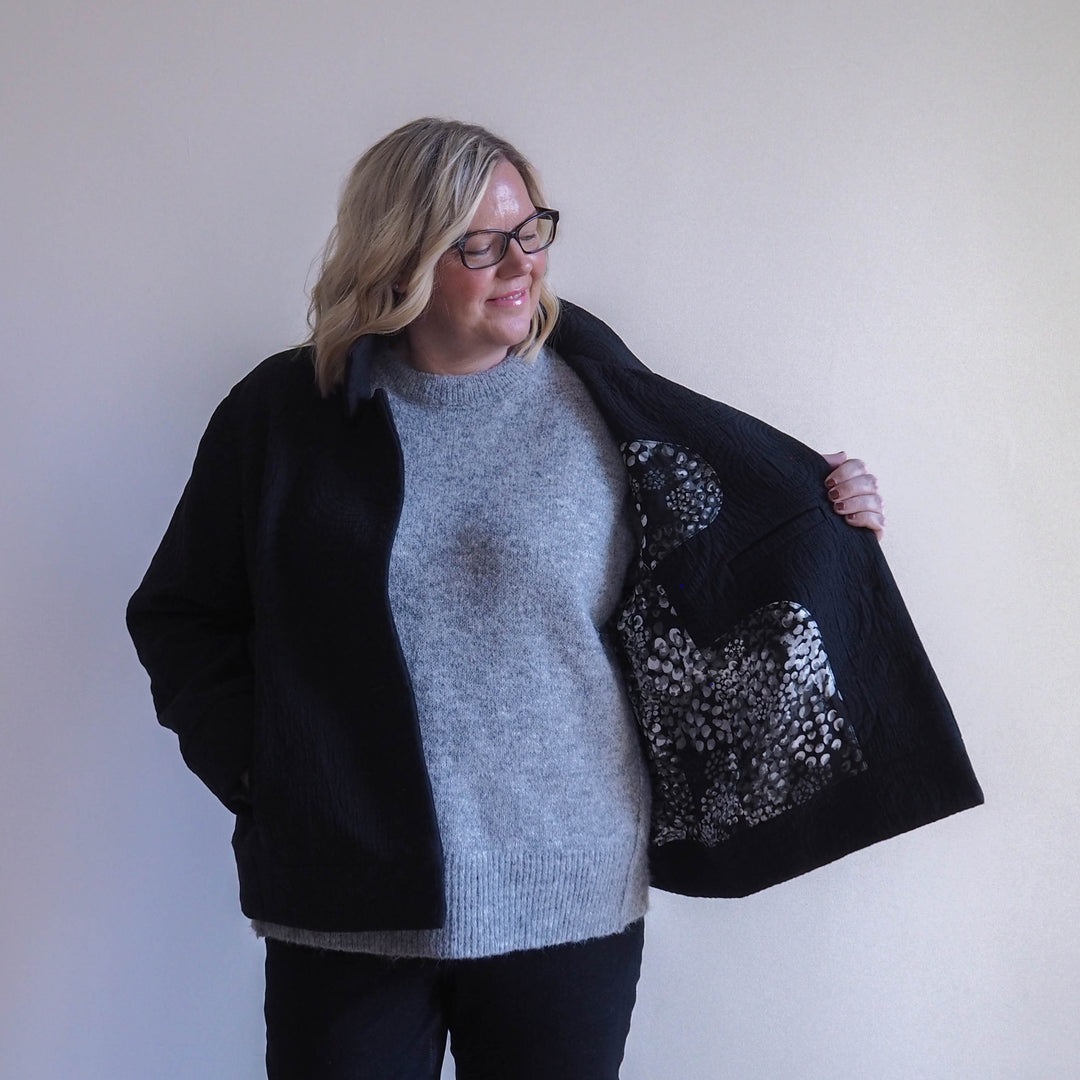 Monochrome Chicacheetah Viscose Twill Sateen Fabric - Guthrie & Ghani Exclusive