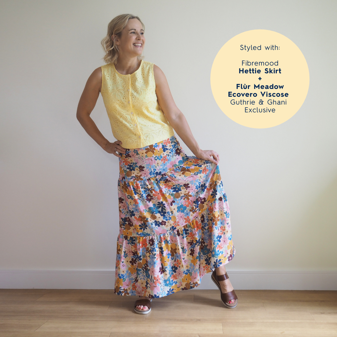 Lauren's Azure Top in Butter Yellow Palm Tree Broderie Anglaise