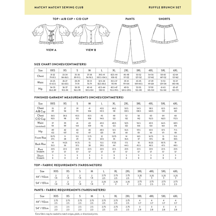 Matchy Matchy Ruffle Brunch Set Sewing Pattern PDF