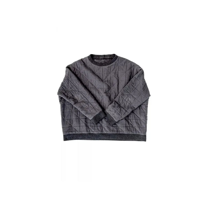 Gray quilted sweatshirt on a white background