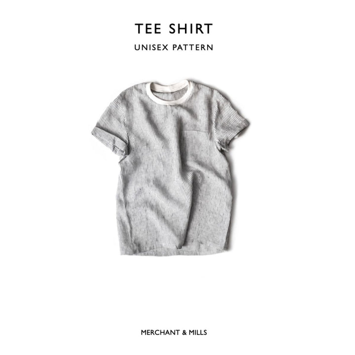 Plain gray t-shirt on a white background with 'Merchant & Mills' branding.