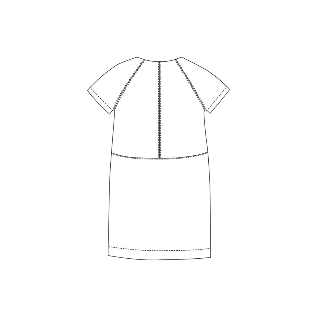 Line drawing of a dress on a white background
