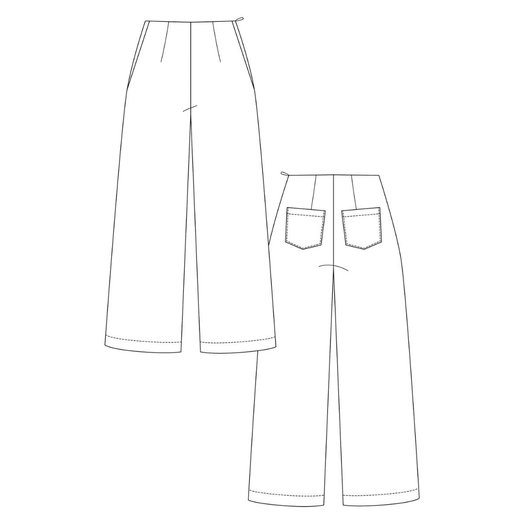 Line drawing of a pair of trousers