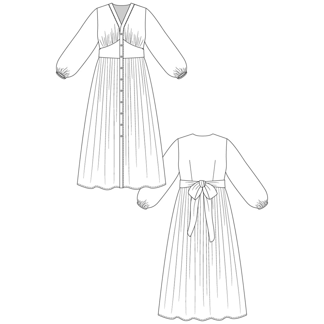 Named Clothing Oodi Gathered Midi Dress Sewing Pattern PDF