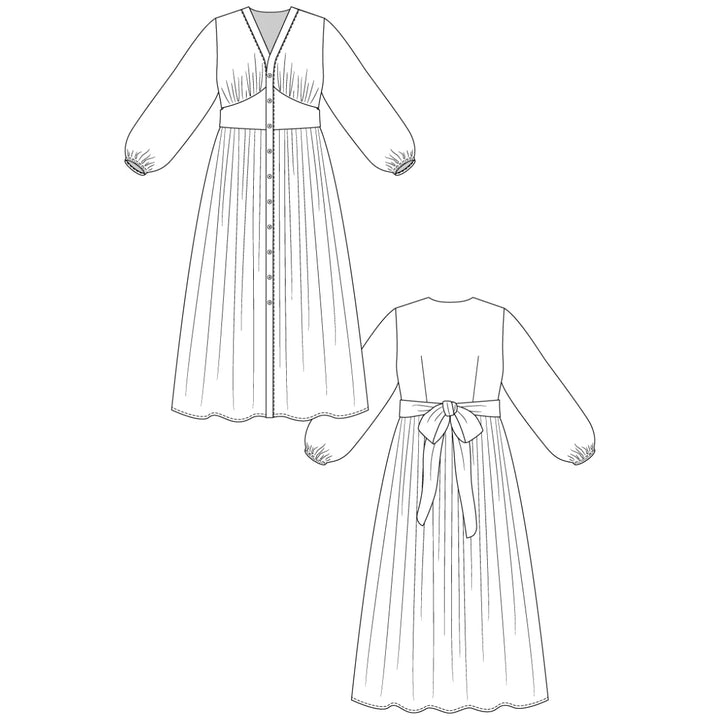 Named Clothing Oodi Gathered Midi Dress Sewing Pattern PDF