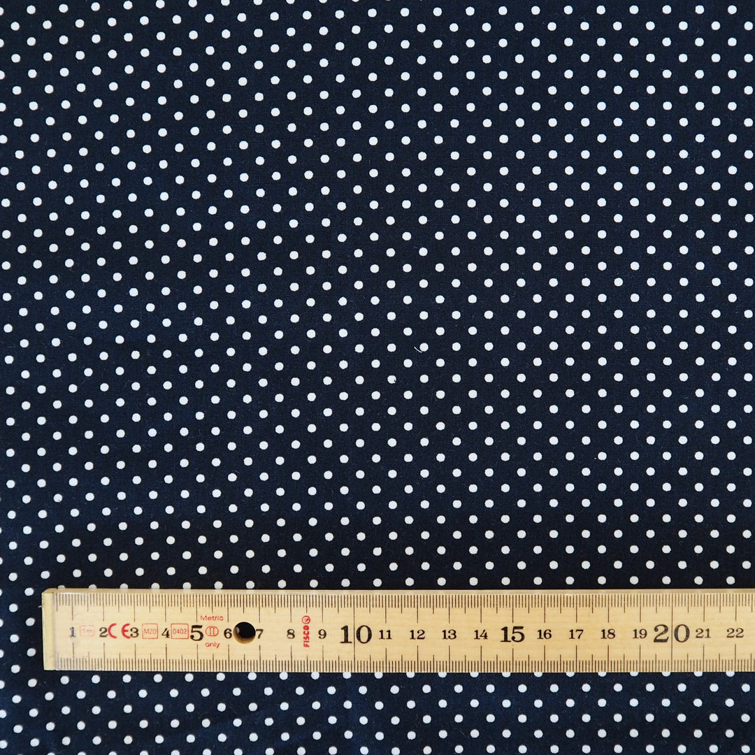 Navy Spotty Cotton Poplin Fabric - Cut Length 1.6m x 110cm