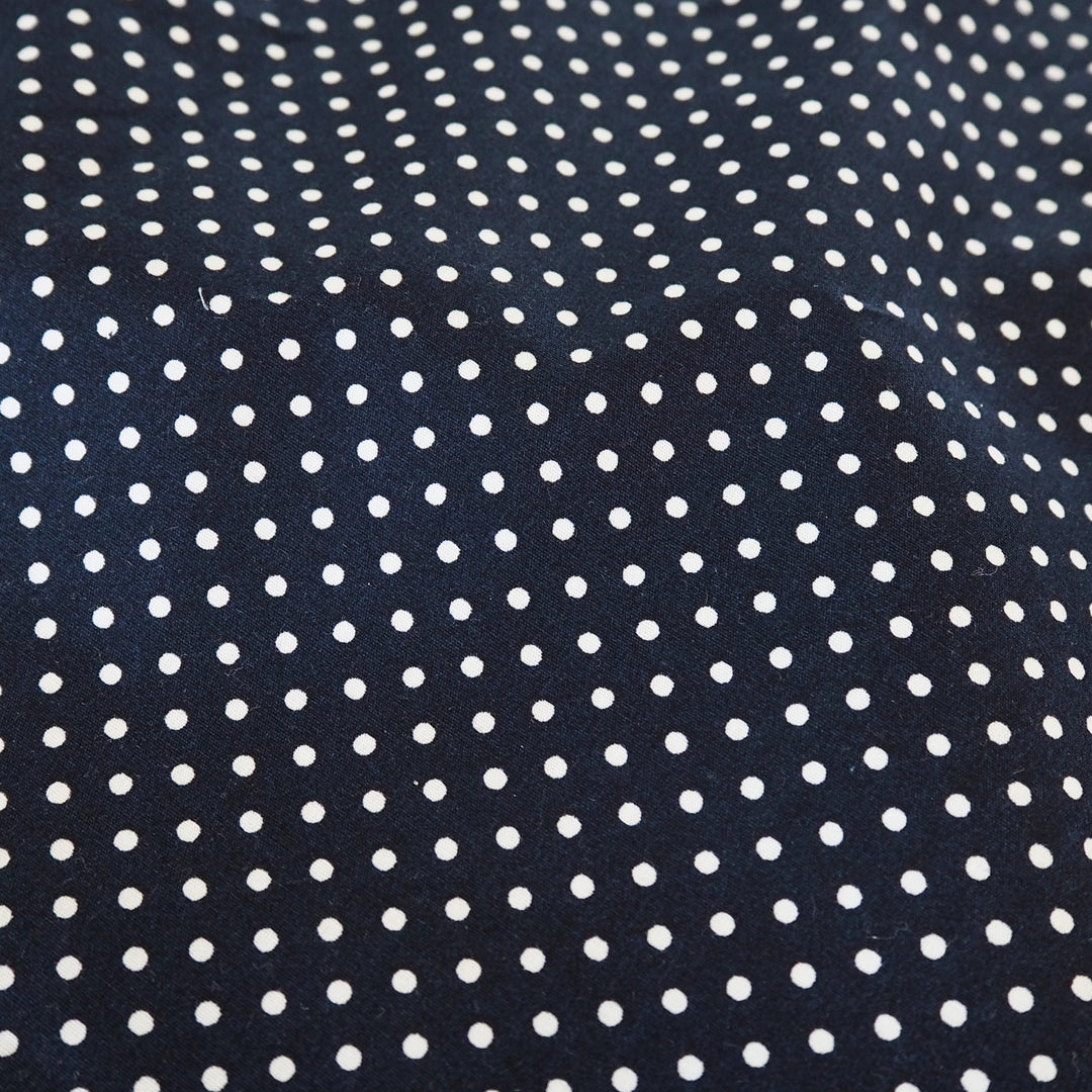 Navy Spotty Cotton Poplin Fabric - Cut Length 1.6m x 110cm