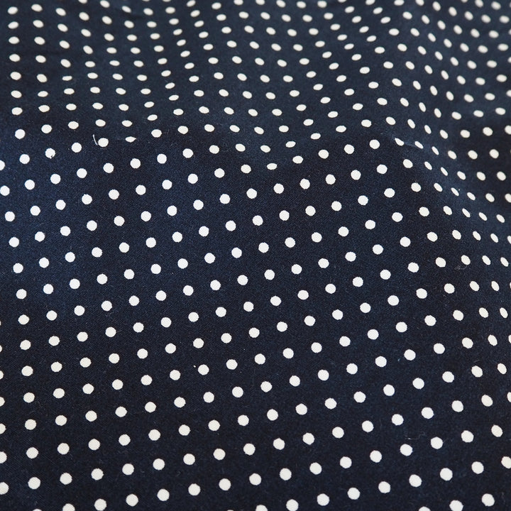 Navy Spotty Cotton Poplin Fabric - Cut Length 1.6m x 110cm