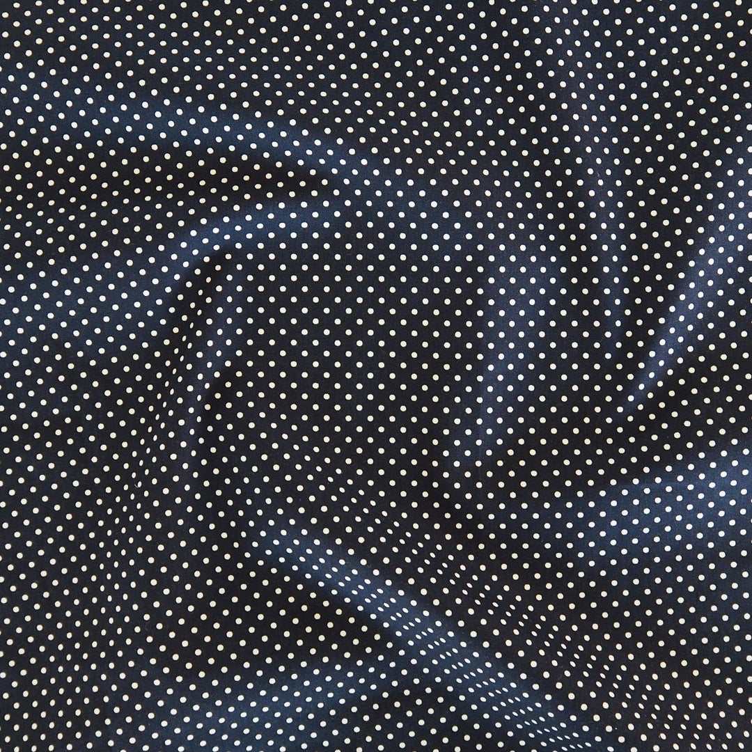Navy Spotty Cotton Poplin Fabric - Cut Length 1.6m x 110cm