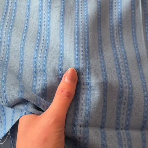 Fableism Blue Stitch Stripe Cotton Fabric - Fine & Dandy Collection