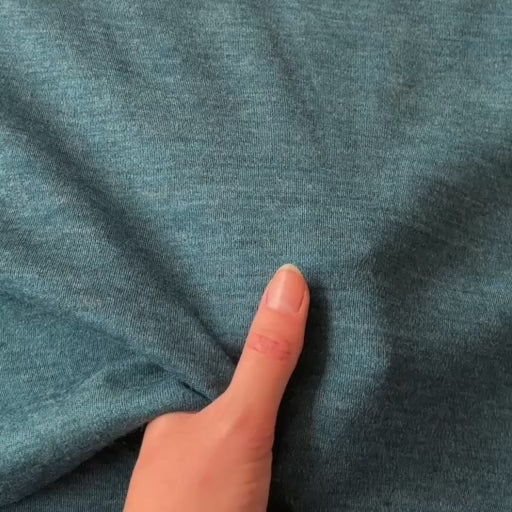 Teal Melange Merino Wool Jersey Fabric