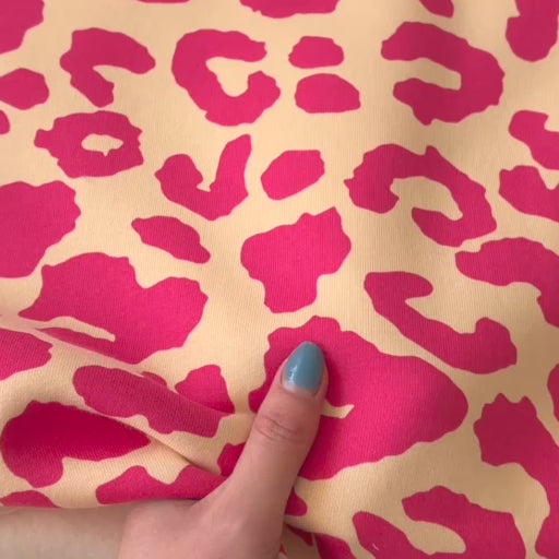 Flamingo Leopard Snuggly Fleeceback Organic Cotton Sweatshirting Dressmaking Fabric