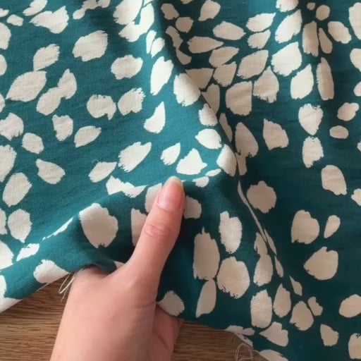 Seaglass Leafy Blossom Viscose Crepe Fabric