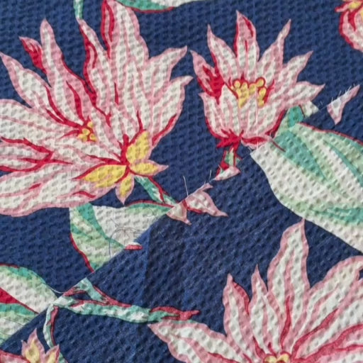 Hawaii Tropics Cotton Seersucker Fabric for dressmaking