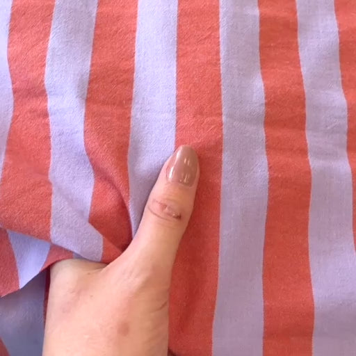 Coral & Lavender Wide Stripe Yarn Dyed Cotton Fabric