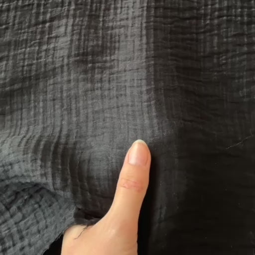 Black Crinkle Viscose Tencel Fabric