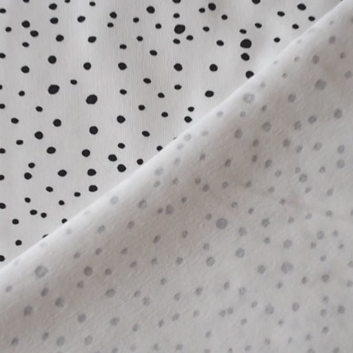 White Polka Cotton Jersey Fabric, Oeko-Tex Certified