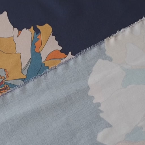 Liberty Weymouth viscose twill Peony Waltz B fabric, smooth floral twill.