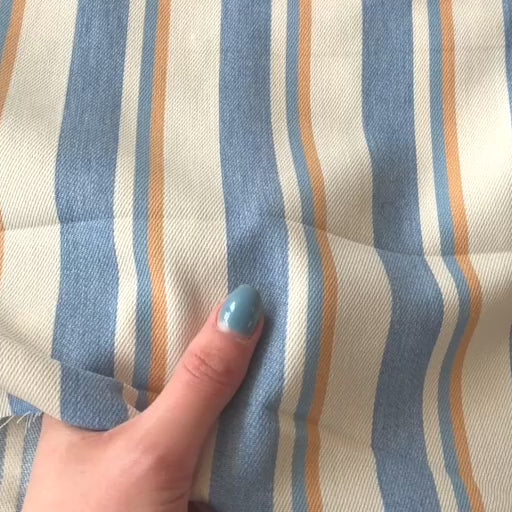 Ochre Deckchair Stripes Yarn Dyed Lightweight Cotton Denim Fabric for dressmaking