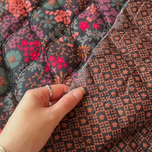 Winter Floral Reversible Quilted Cotton Fabric