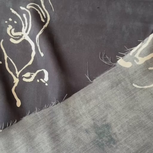 Midnight Botanical Viscose Sateen Fabric for dressmaking