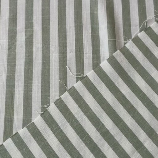 Soft Green Narrow Stripe Yarn Dyed Viscose Fabric for dressmaking