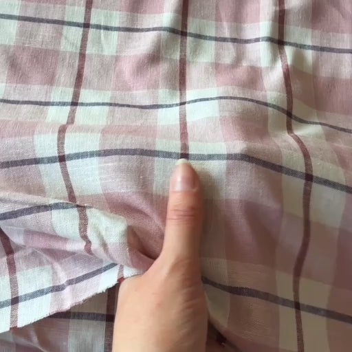 Old Rose Window Check Linen Viscose Fabric