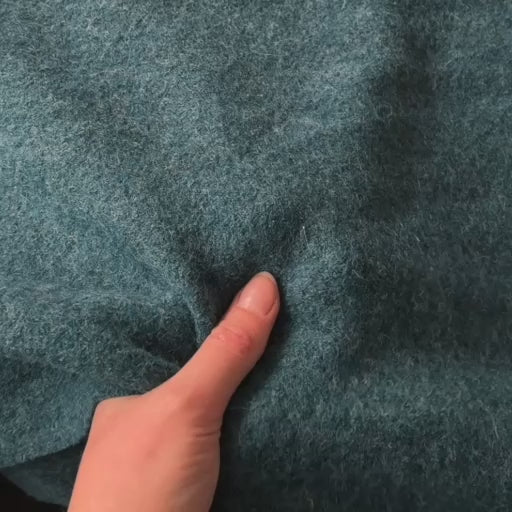 Teal Melange Boiled Wool Fabric