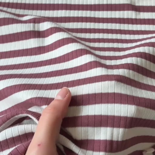 Mulberry Stripe Ribbed Cotton Jersey Fabric