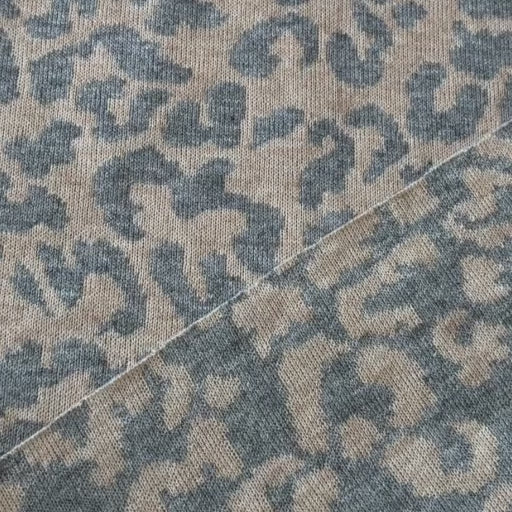 Grey Leopard Reversible Viscose Blended Knit Fabric