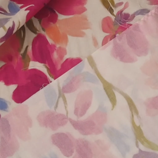 Pink Pansies Ecovero Viscose Fabric