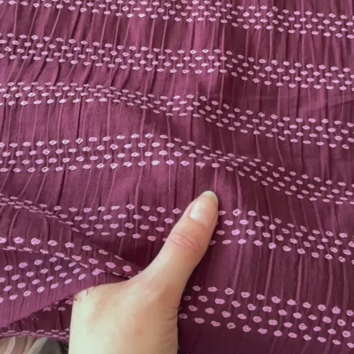 Aubergine Dotty Dobby Stripe Cotton Fabric