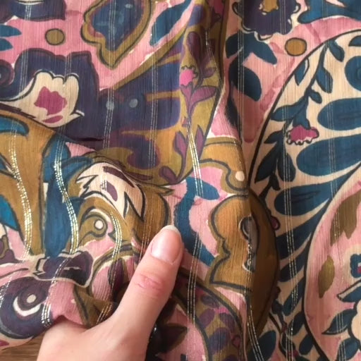 Antique Paisley Lurex Stripe Viscose Fabric