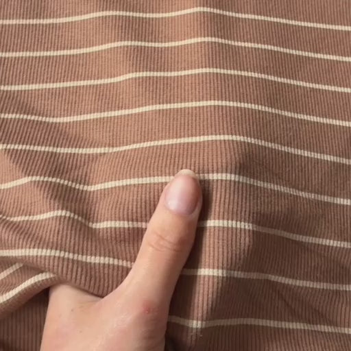 Caramel Stripe Ribbed Cotton Jersey Fabric