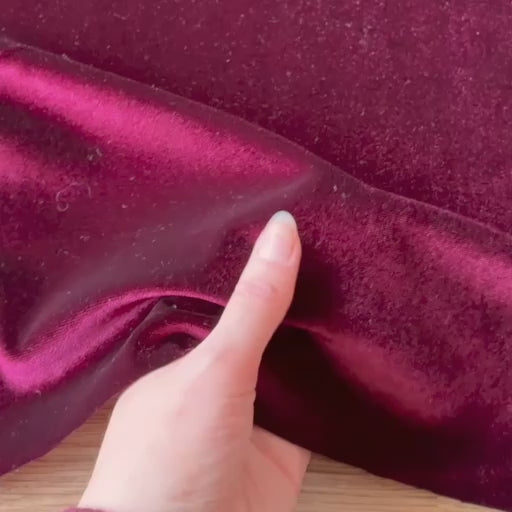 Wine Stretch Velour Fabric