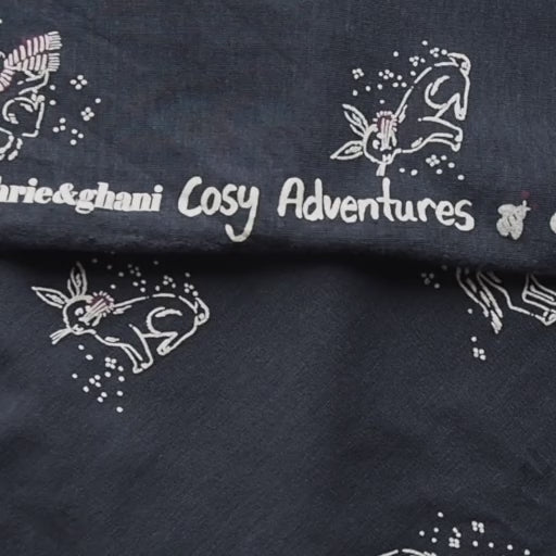 Navy Cosy Adventures Brushed French Terry Fabric – Bamboo and Organic Cotton Blend – Guthrie & Ghani Exclusive
