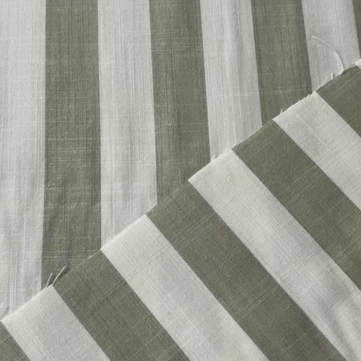 Soft Green Wide Stripe Yarn Dyed Viscose Fabric for dressmaking