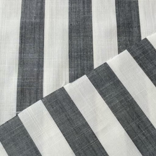 Soft Charcoal Wide Stripe Yarn Dyed Viscose Fabric for dressmaking