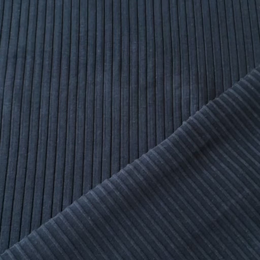 Navy Ribbed Cotton Jersey Fabric for dressmaking