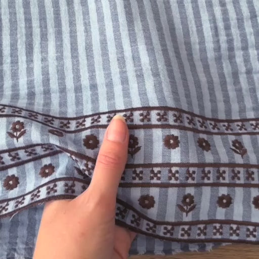 Sky Folk Embroidered Border Cotton Double Gauze Fabric