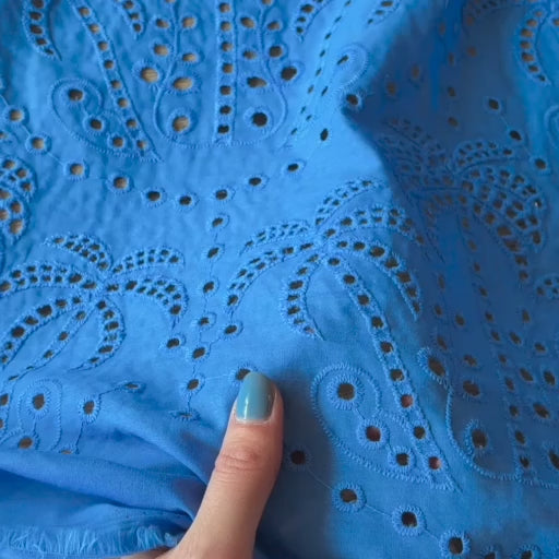 Fabric Godmother Periwinkle Palm Tree Cotton Broderie Anglaise Fabric for dressmaking