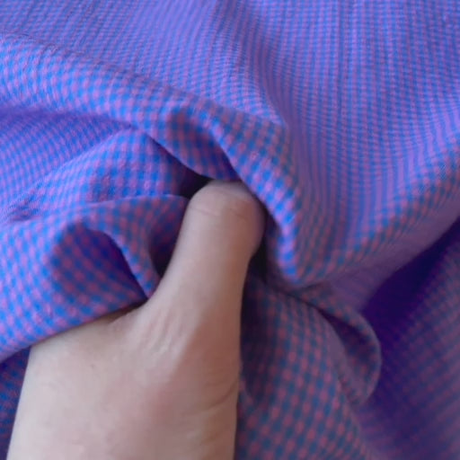 Bluebell Micro Gingham Seersucker dressmaking Fabric