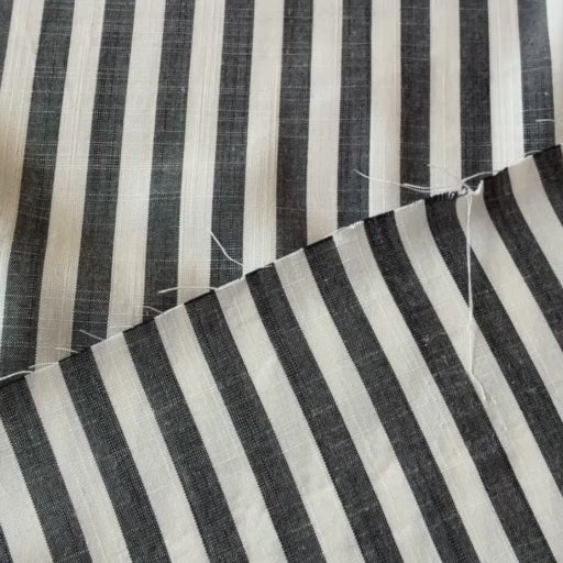 Soft Charcoal Narrow Stripe Yarn Dyed Viscose Fabric for dressmaking
