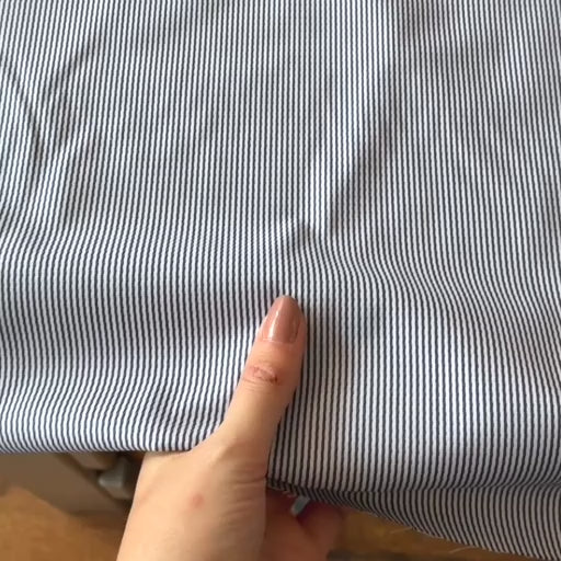 Navy Pinstripe Italian Cotton Fabric