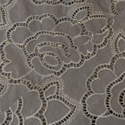 Black cut-out floral denim fabric for dressmaking