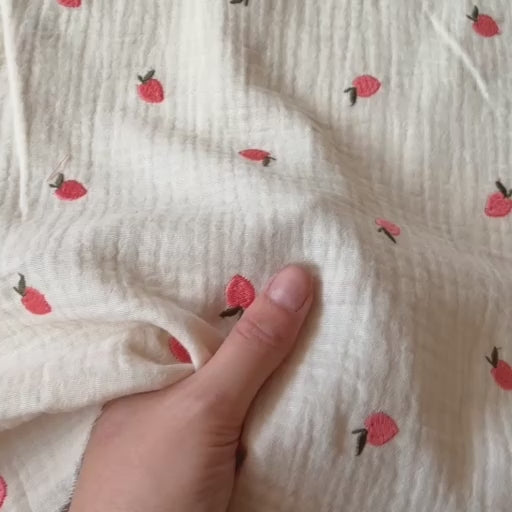 Peach Crush Embroidered Cotton Double Gauze Dressmaking Fabric