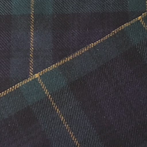 Plaid british wool fabric with blue and green pattern