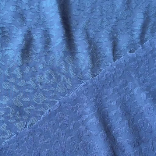 Periwinkle Leopard Viscose Jacquard Fabric for dressmaking